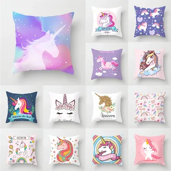 

45*45CM pillow case cute cartoon unicorn polyester printing pillowcase home holiday decoration pillow cushion cover
