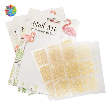 

1 Sheet Wave Design Patterns Nail Art Decorations Stickers 3d Mini Gold Beads Guider Tips Stripe Nail Art Accessories