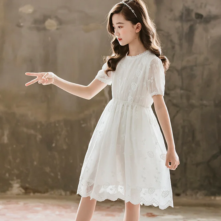 Korean Style Girls Lace Dresses Long Sleeve Lovely Party Kids Dress Children Girls Clothes DT463
