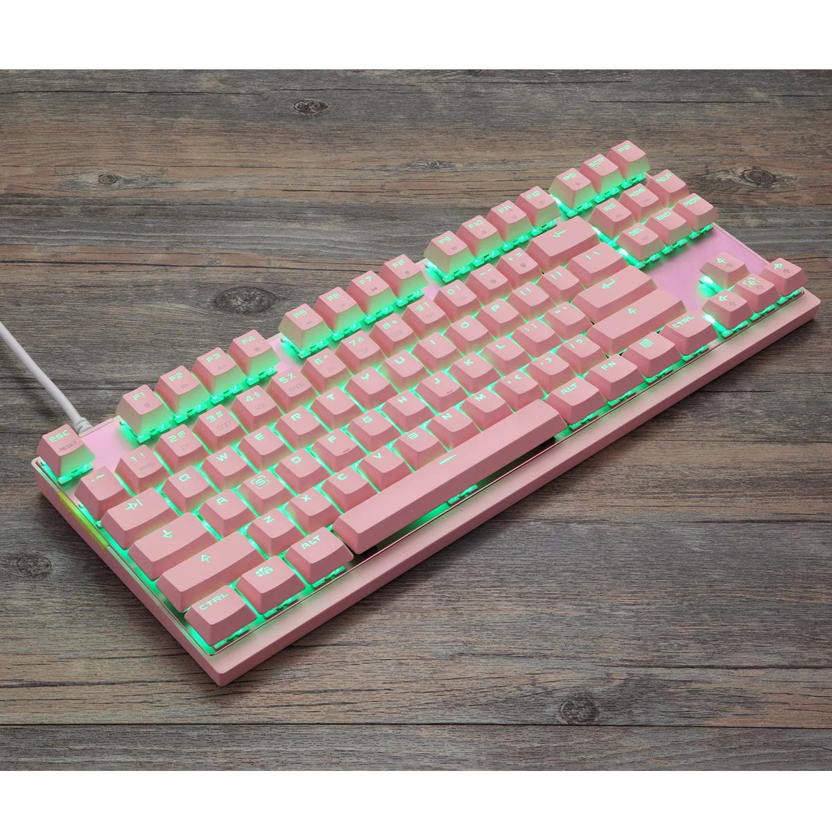 K82 механическая клавиатура Проводная RGB подсветка светящиеся игровые клавиатуры 87 клавиш Черный Розовый Многофункциональный американская клавиатура
