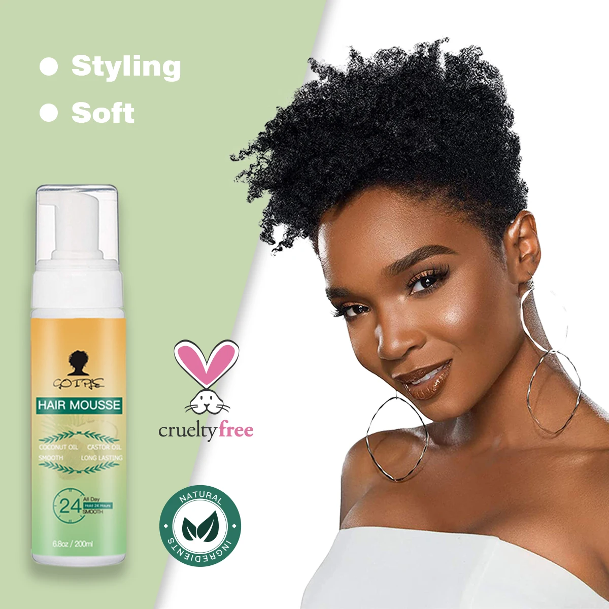 Natural Hair Products Curly Hair Mousse 200ML Strong Hold Styling Foam for Wig curly hair mousse