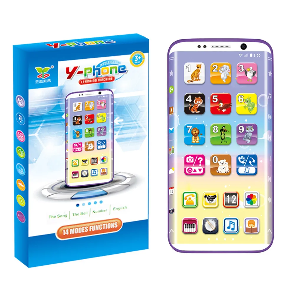 Детский смартфон с зарядкой, игрушечный музыкальный звуковой светильник, моделирующий мобильный детский креативный подарок для детей
