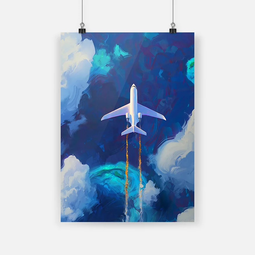 Plane-in-sky-painting-Canvas-poster-Painting-wall-Art-decor-Living-room-Bedroom-Study-Home-Decoration