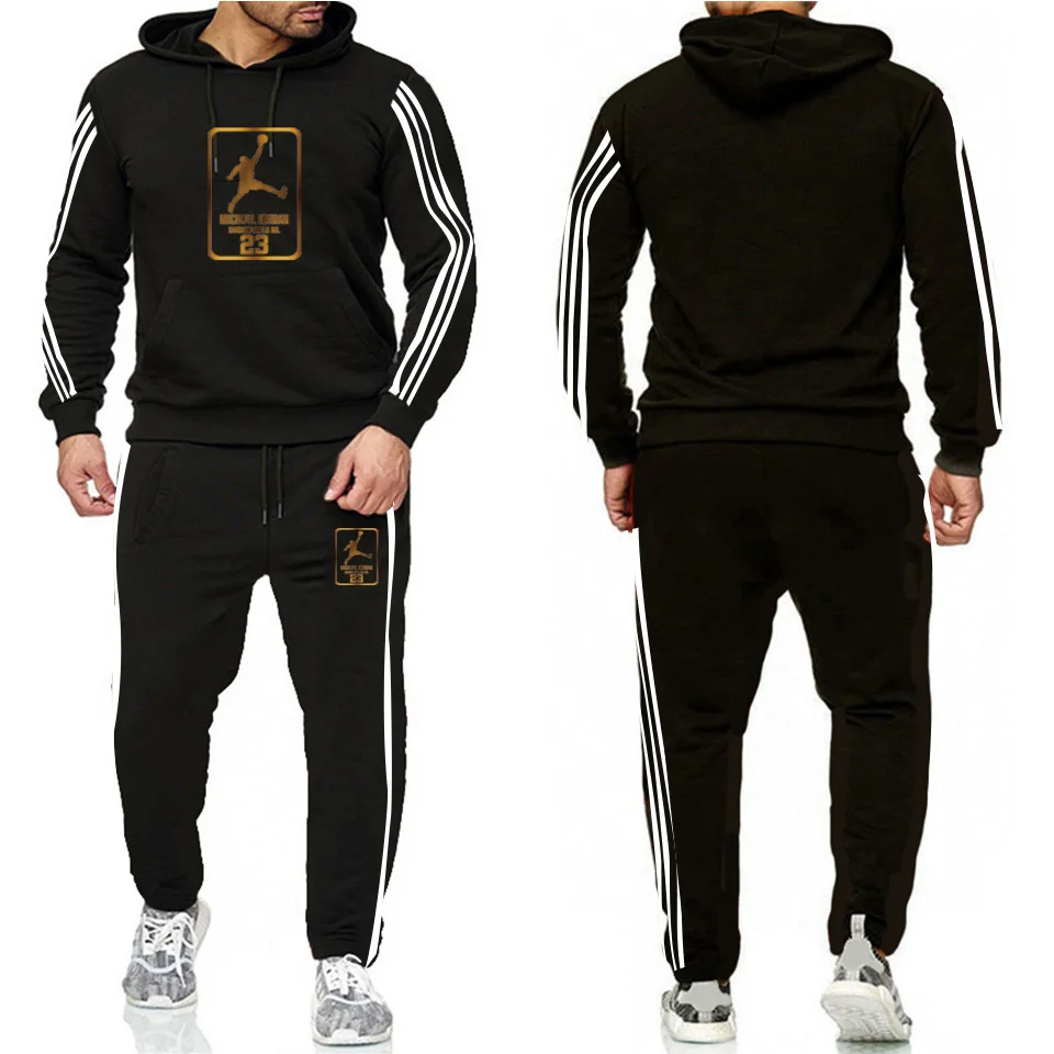 

High-quality hoodie men's three-bar color-blocking sportswear 2020 spring and autumn men's brand sportswear