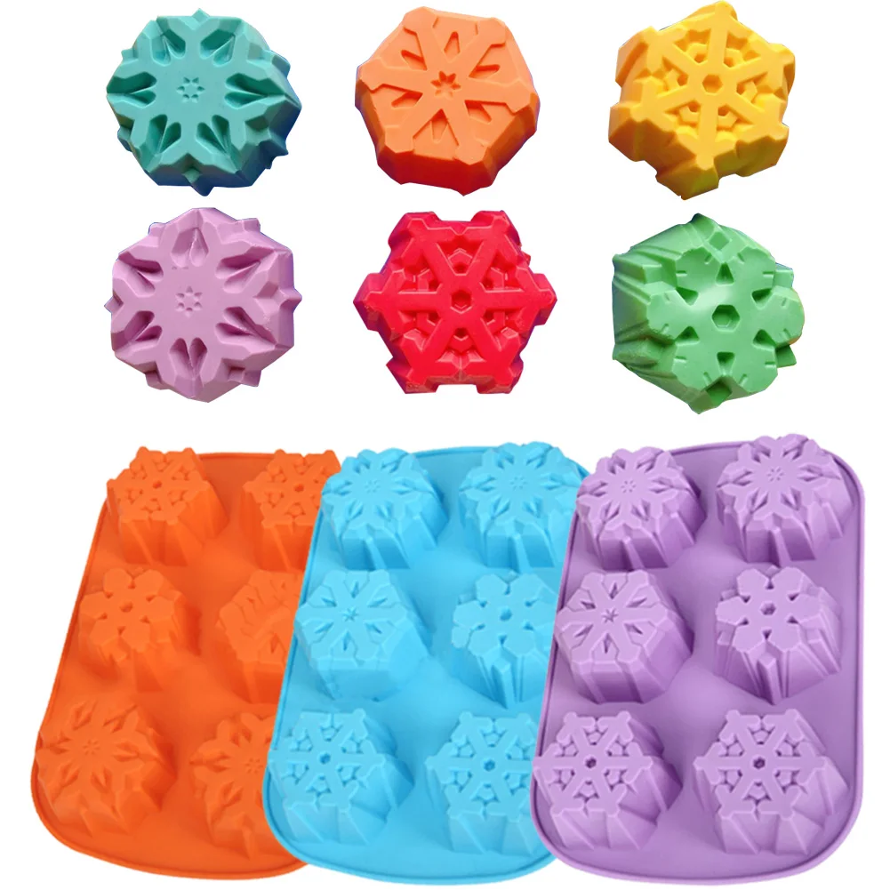 

Food Grade Silicone Baking Molds 6 Slots Snowflake Shape Candy Chocolate Cake Making Non-stick Mold