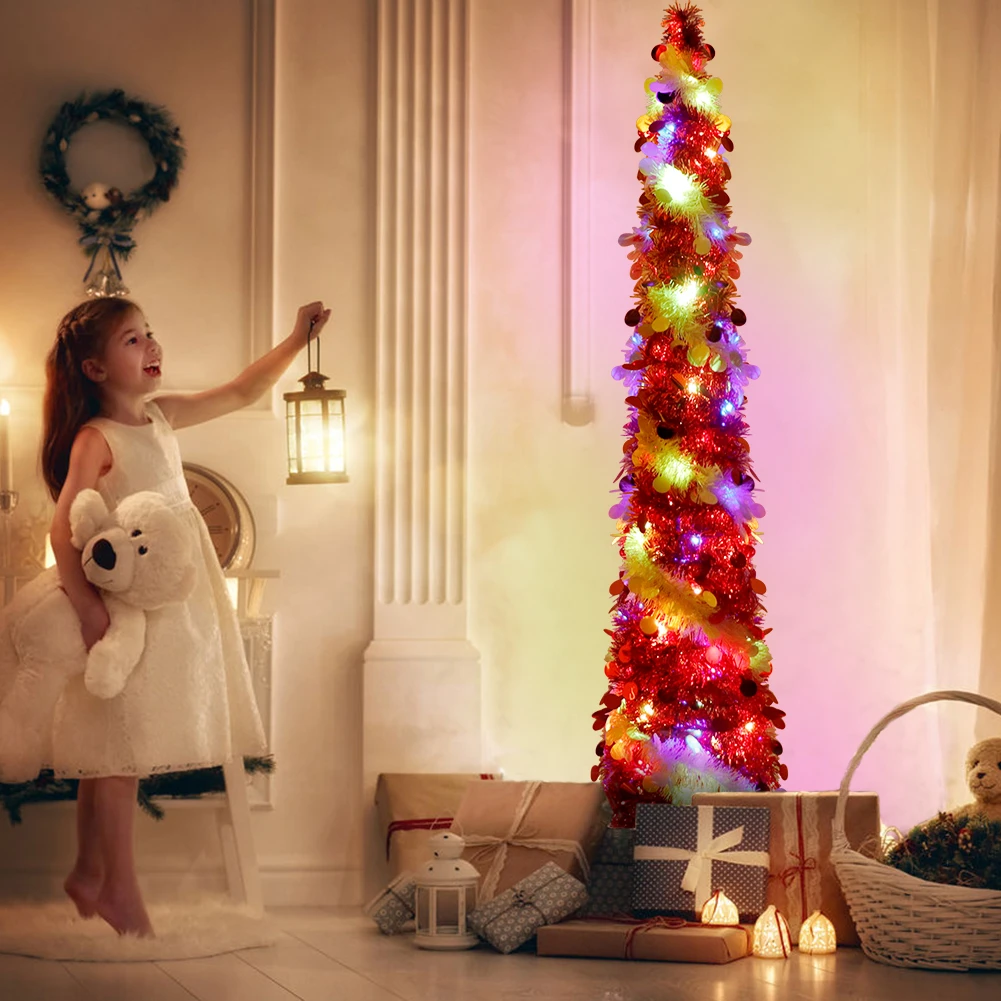 vaccinatie Bij wet Geweldige eik Ourwarm 5ft Pop Up Klatergoud Kerstboom Inklapbare Kunstmatige Kerstboom  Met Verlichting 8 Modi Xmas Home Decoratie|Bomen| - AliExpress