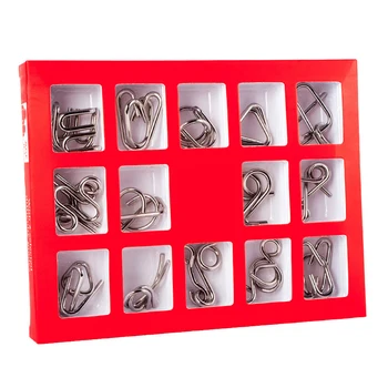 

15PCS Puzzles Game Educational Metal Wire Puzzle Mind Brain Teaser toys For Adults Children Kids Game Classic Toy