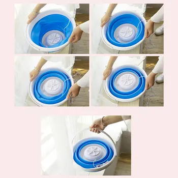 

Folding Bucket Mini Washer Household Machines Rotary Ultrasonic Turbine Washing Machine Usb Charging For Family Travel