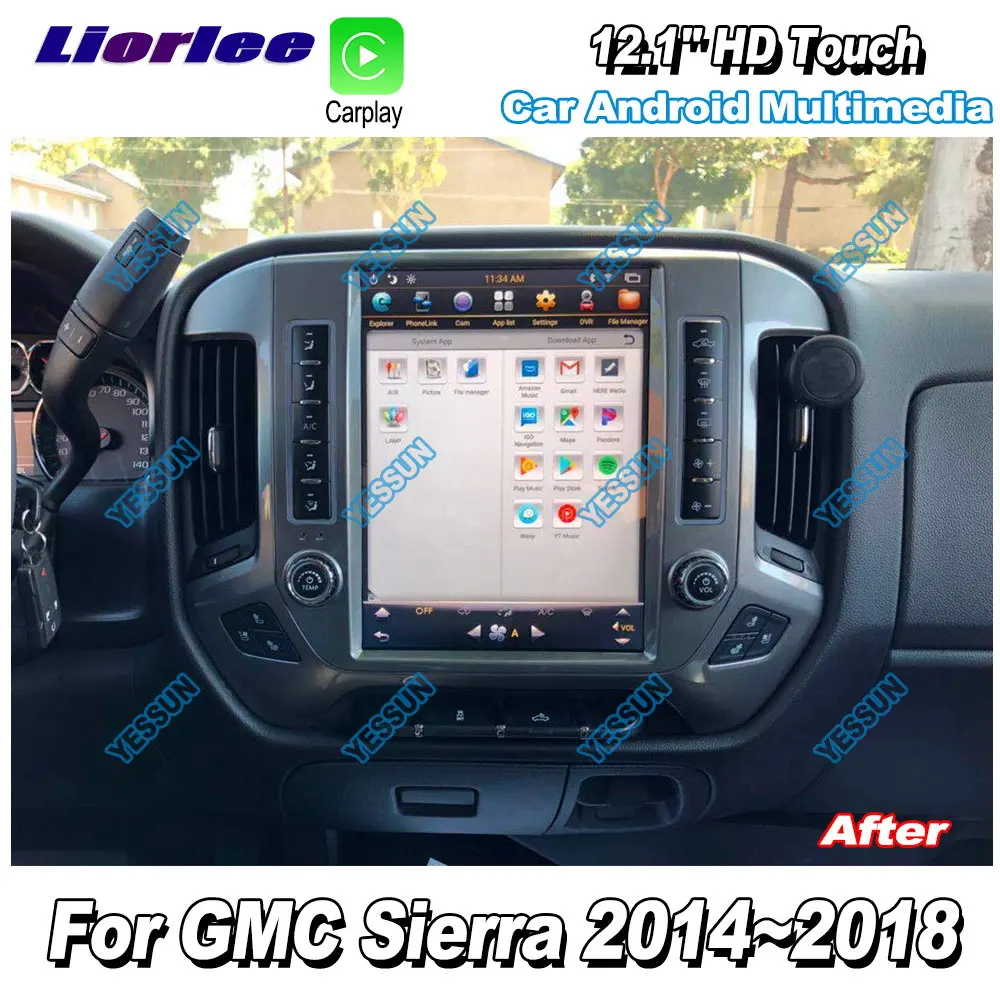 Для GMC Sierra 2014 2018 Автомобильный мультимедийный плеер Android GPS навигация карты радио