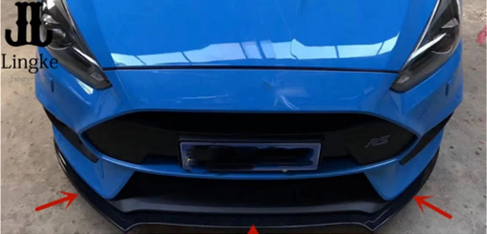 

3pc Black / Carbon Fiber Look Front Bumper Lip Protector Cover For Focus RS S 2016 2017 2018