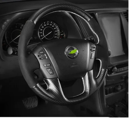 Подходит для 2013- Nissan Tour Le Y62 кожаный чехол для ручного шитья рулевого колеса автомобиля модифицированный Карбон волокно руль cov