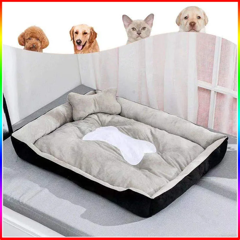 Sofá real de animales supersuave, camas con base impermeable para perros, cama cálida de lana suave para perros, cama suave de talla grande para mascotas, cama para gatos para invierno