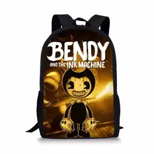 Школьный рюкзак с рисунком Бенди и чернильной машины для мальчиков-подростков, черная сумка для книг, Студенческая сумка на заказ, 16 дюймов, Mochila