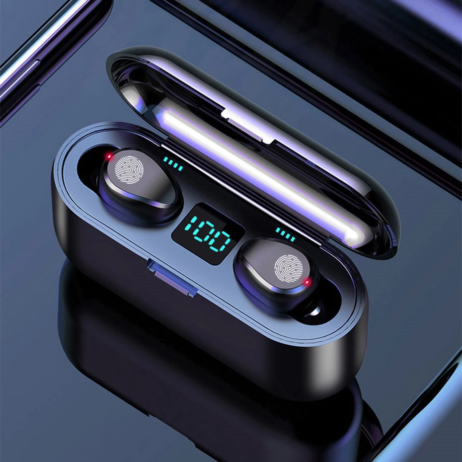 

LED Display Wireless Earphone Bluetooth V5.0 F9 TWS Wireless Earbuds IPX7 Waterproof with Microphone 2000mAh Power Bank Headset