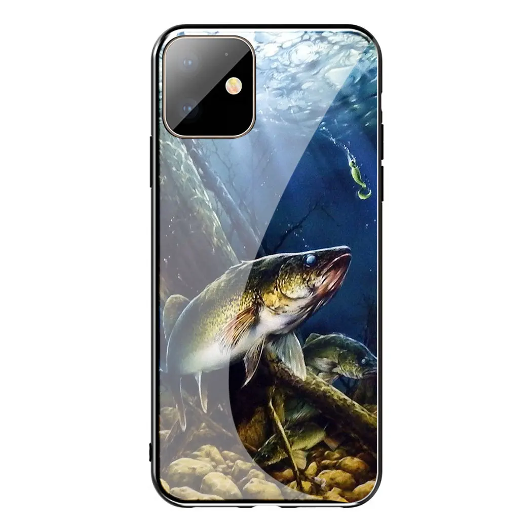 TG20 Панель с рисунком форели, чехол из закаленного стекла для телефона Apple iPhone 11 Pro XS Max XR X 8 7 6S Plus 5S SE - Цвет: TG20