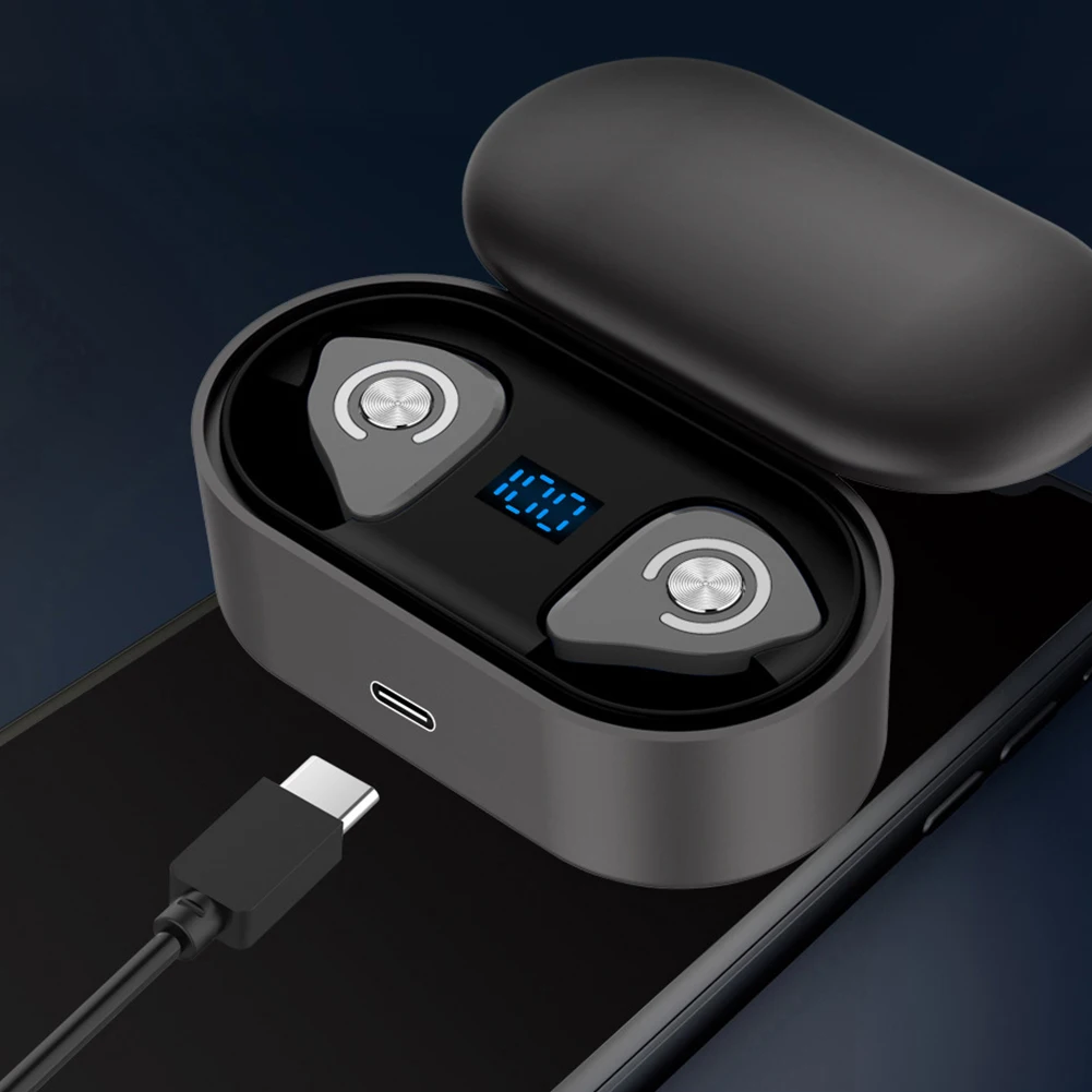 1 пара Bluetooth 5,0 HIFI анти помех с зарядным устройством мини шумоподавление ЖК-дисплей громкой связи TWS беспроводные наушники