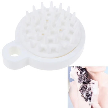 

White Handheld Silicone Scalp Shampoo Massage Brush Washing Shower Hair Comb Mini Head Massage Comb