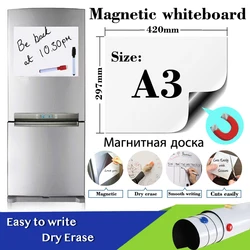 Autocollant pour tableau blanc magnétique, taille A3, effacement à sec, tableau blanc, école, bureau, cuisine, tableau Message, cadeau, 1 stylo noir 