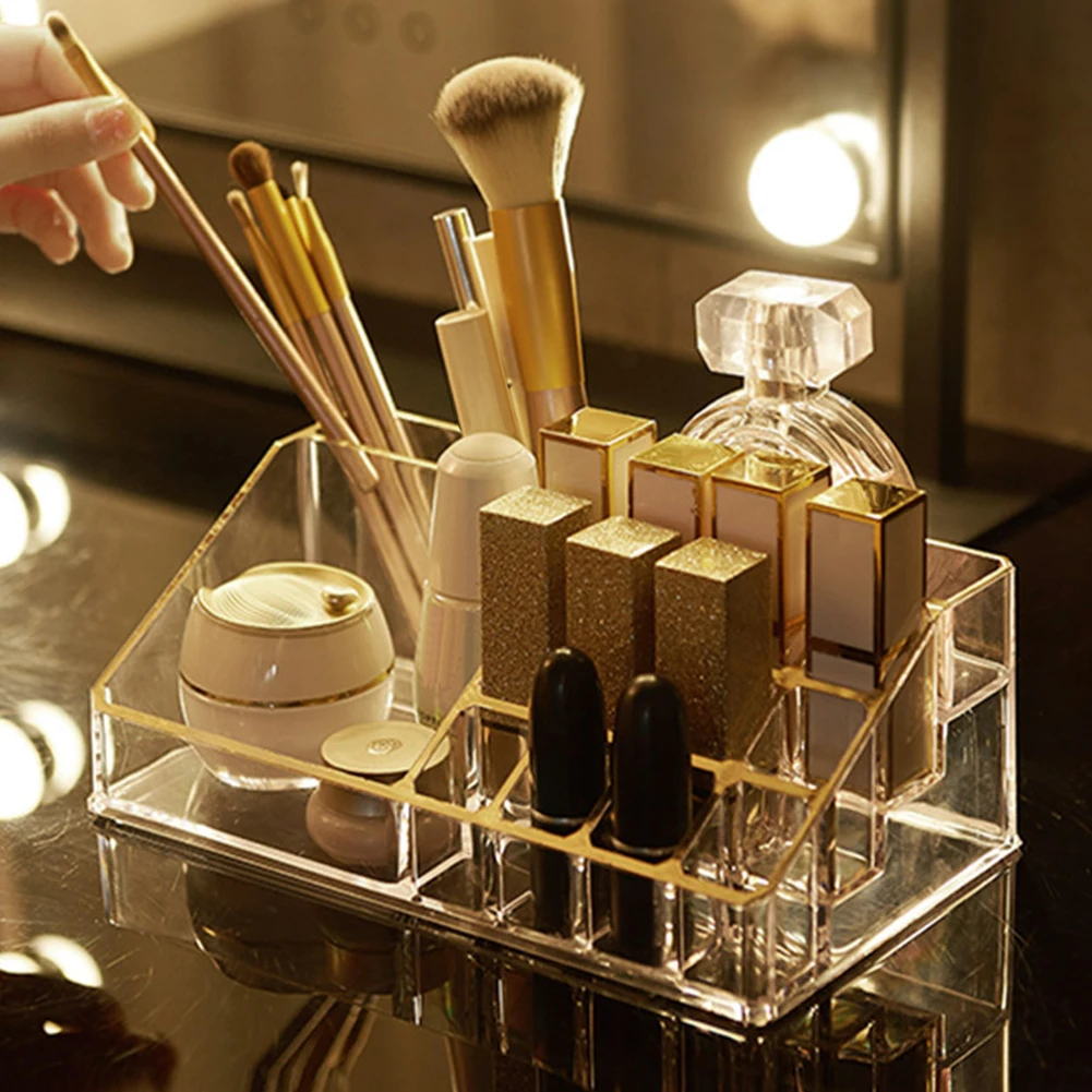 Good Price for  Multi Grid Brush Cosmetic Storage Box Bedroom Display Easy Clean Large Capacity Home Practical Lips