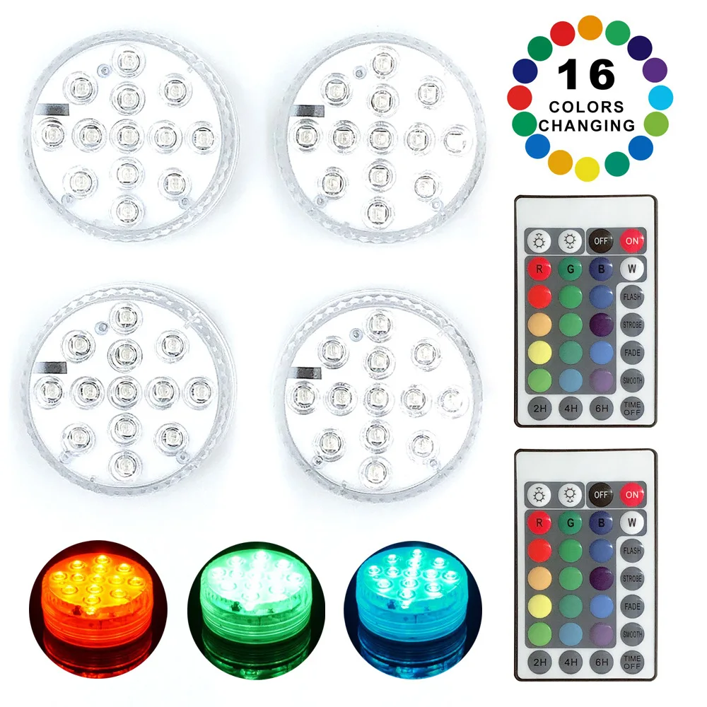 Submersível à Prova Iluminação ao ar Decoração do Casamento Dwaterproof Água Livre Luzes Subaquáticas Piscina Luz Festa Suprimentos 1 - 2 4pc 13led 1 1 2 4pc 13led submersível à prova