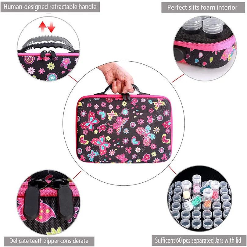 5D Diamond Painting Accessories Storage Box 15/30/60 Slot DIY Diamond Embroidery Tools Beads Storage Container Jar Zippered Case plastic storage box diamond painting accessories diamond painting accessory box