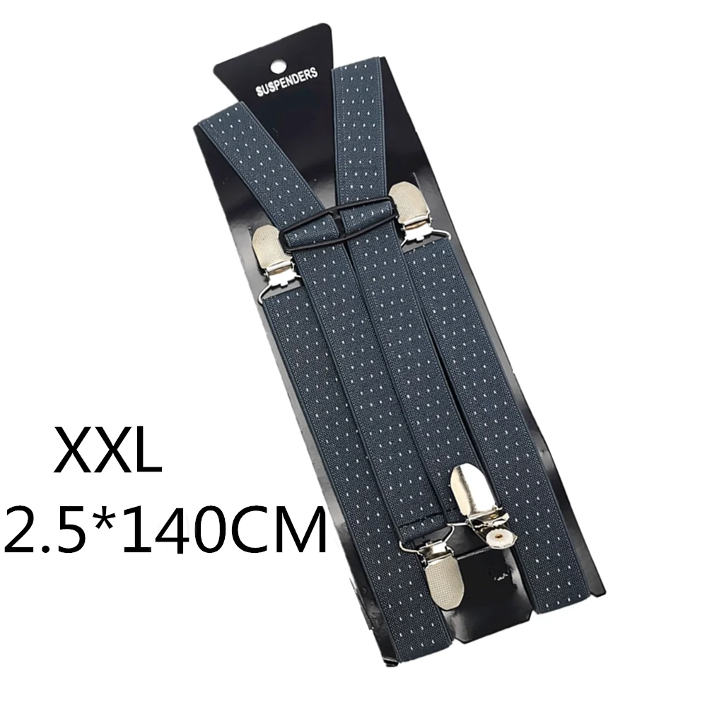 Grey dot-140cm 2,5 см ширина, для взрослых и детей, жаккардовые подтяжки в горошек, для мужчин и женщин, эластичные регулируемые подтяжки, подтяжки, свадебная праздничная одежда, подходящая рубашка - Цвет: Grey dot-140cm
