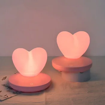 

LED Touch Control Table Lamp USB Rechargable Romantic Love Heart Shape Decoration Night Light Kid Bedroom Bedside Table Lamp