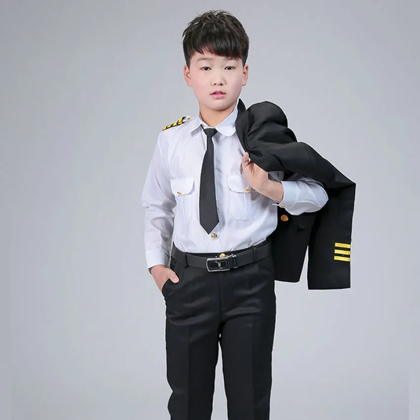 Детская Униформа пилота для мальчиков косплей костюмы Хэллоуин Карнавал Пурим