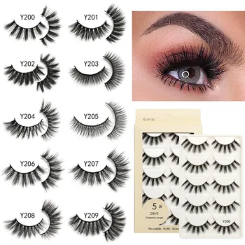 

New Style Product 3D Imitation Mink False Eyelashes 5-Pairs Natural Cross Densely Europe and America Eyelash
