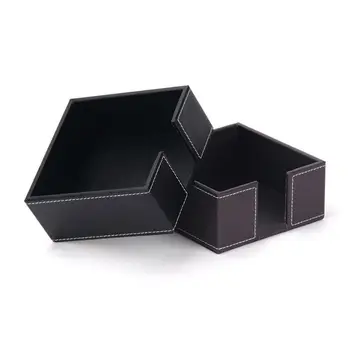 

PU Leather Square Cocktail Napkin Holder Tissue Box Paper Serviette Dispenser Bar Caddy for Dining Table Hotel Office Home Decor
