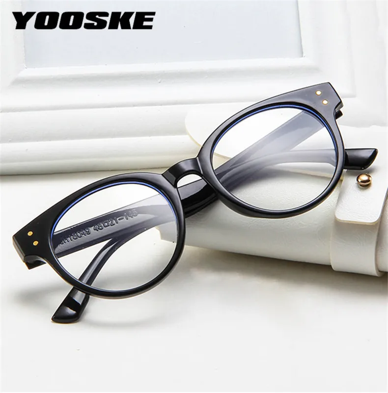 

YOOSKE Round Anti Blue Light Glasses Frame Vintage Women's Eyeglasses Transparent Blocking Blu-Ray Computer Spectacle Frames