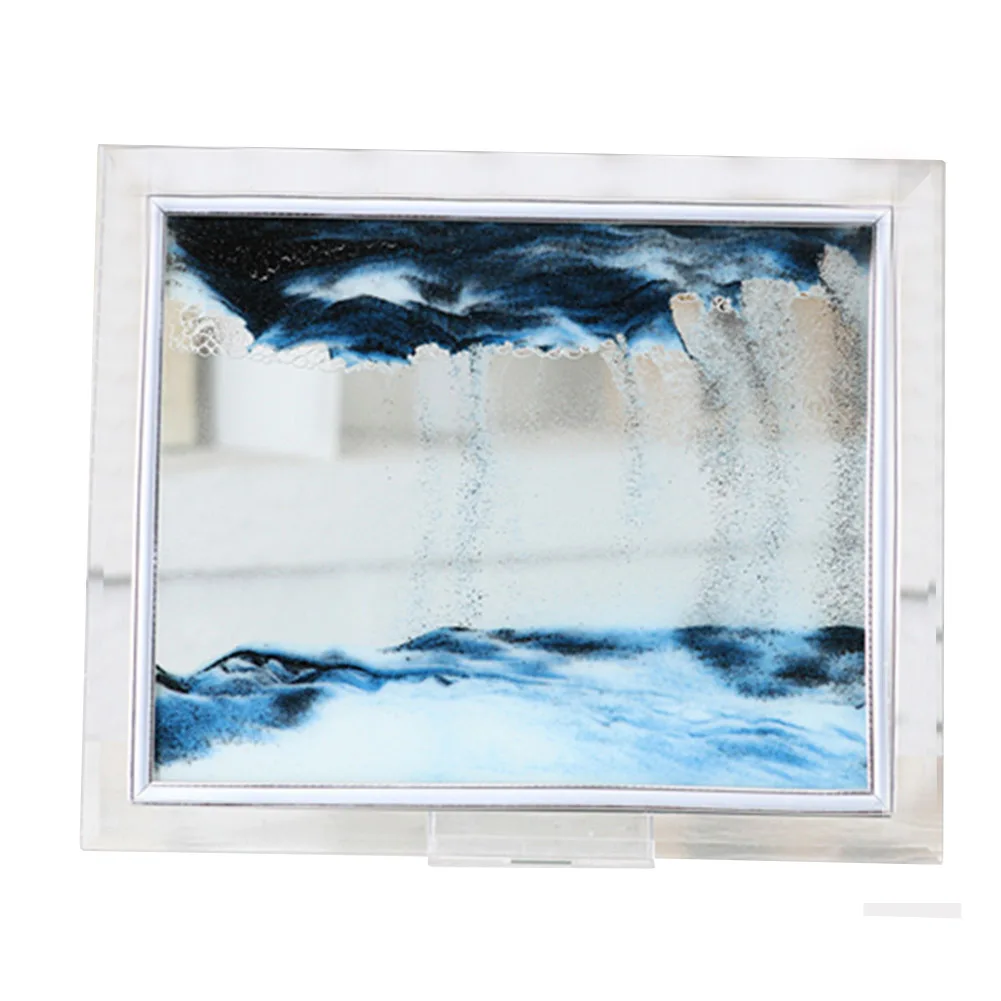 Billige 3D Dynamische Fließenden Körnung Sand Malerei Transparente Glas Rahmen Zeichnung Landschaft Vision Fließende Sand Malerei Schreibtisch Kunst Decor RT99