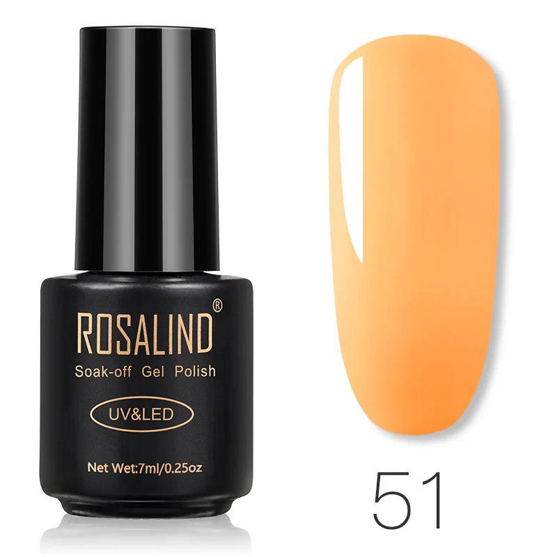 51 ROSALIND Гель-лак для ногтей, УФ неоновый Набор для маникюра, 7 мл, гибридный лак для ногтей, полуперманентный гель лак, впитывающий Праймер, базовое верхнее покрытие - Цвет: 51