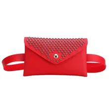 Практичная Женская поясная сумка на пояс, модная однотонная сумка из искусственной кожи в стиле панк с заклепками на плечо, поясная сумка, Женская нагрудная сумка с клапаном