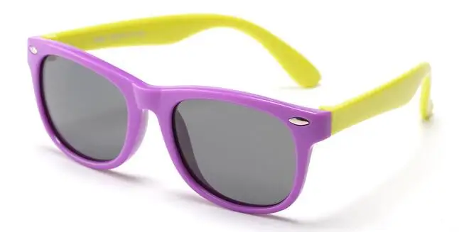 purple gray yellow Поляризованные солнцезащитные очки для малышей TR90 ультралегкие анти-осенние солнцезащитные очки для мальчиков и девочек UV400 детские милые Квадратные очки - Цвет линз: purple gray yellow