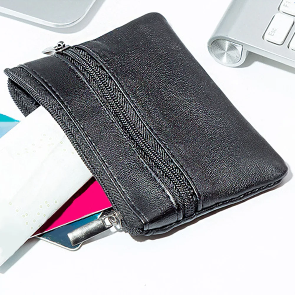 Pouch Wallet Zipper Key Bag Solid Coin Purse Money Men Women Card Holder Gift Soft Artificial Leather Pocket Mini