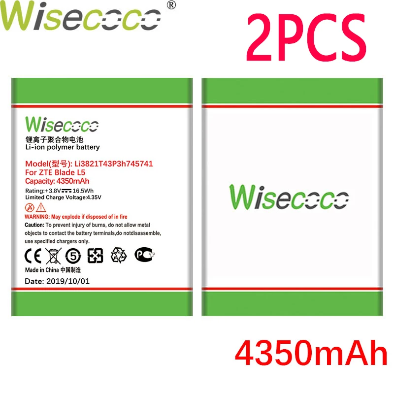 WISECOCO 2 шт 4350mAh Li3821T43P3h745741 батарея для ZTE Blade L5 L 5 PLUS C370 мобильный телефон последняя