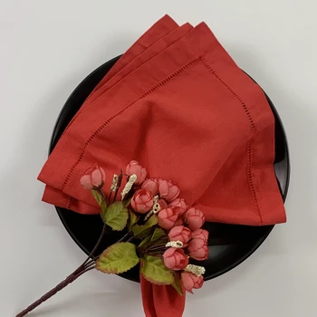 

12 PCS Color Dinner Napkins Material Linen with Hemstitched Table Napkins 20"x20"-inch Wedding Napkins