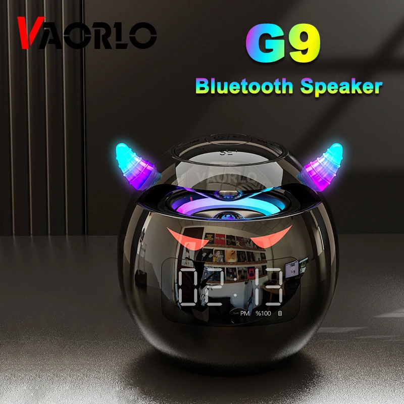 

VAORLO G9 Mini 5.1 Bluetooth Speaker Audio LED Flash Bedside Alarm Clock Subwoofer Music TF Player With HD Mic Hands Free Callin