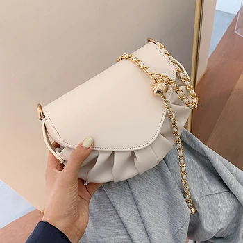 

Folds Small PU Leather Dumpling Bags For Women 2020 Elegant Shoulder Handbags Female Travel Totes Lady Crossbody Bag