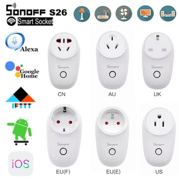 

Sonoff S26 WiFi Smart Socket US/EU/UK Wireless Plug Power Socket Smart Home Switch With Alexa Google Assistant IFTTT Ewelink