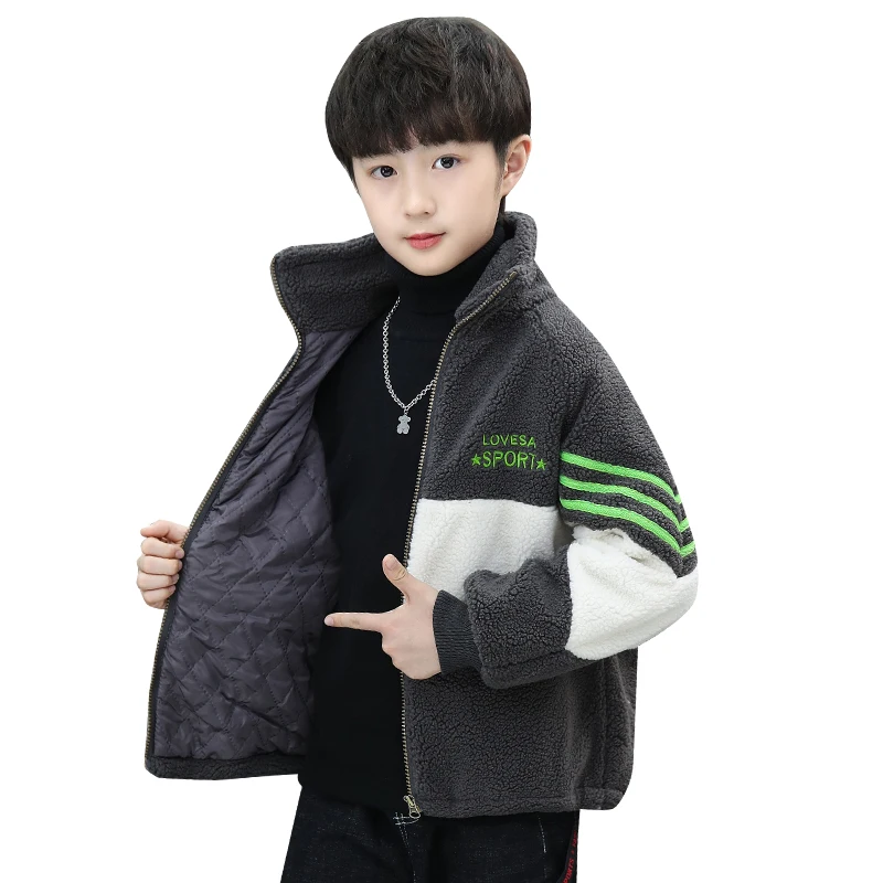 Boys plus cotton jacket lamb cashmere foreign thick wool sweater autumn and winter children outwear boys coat