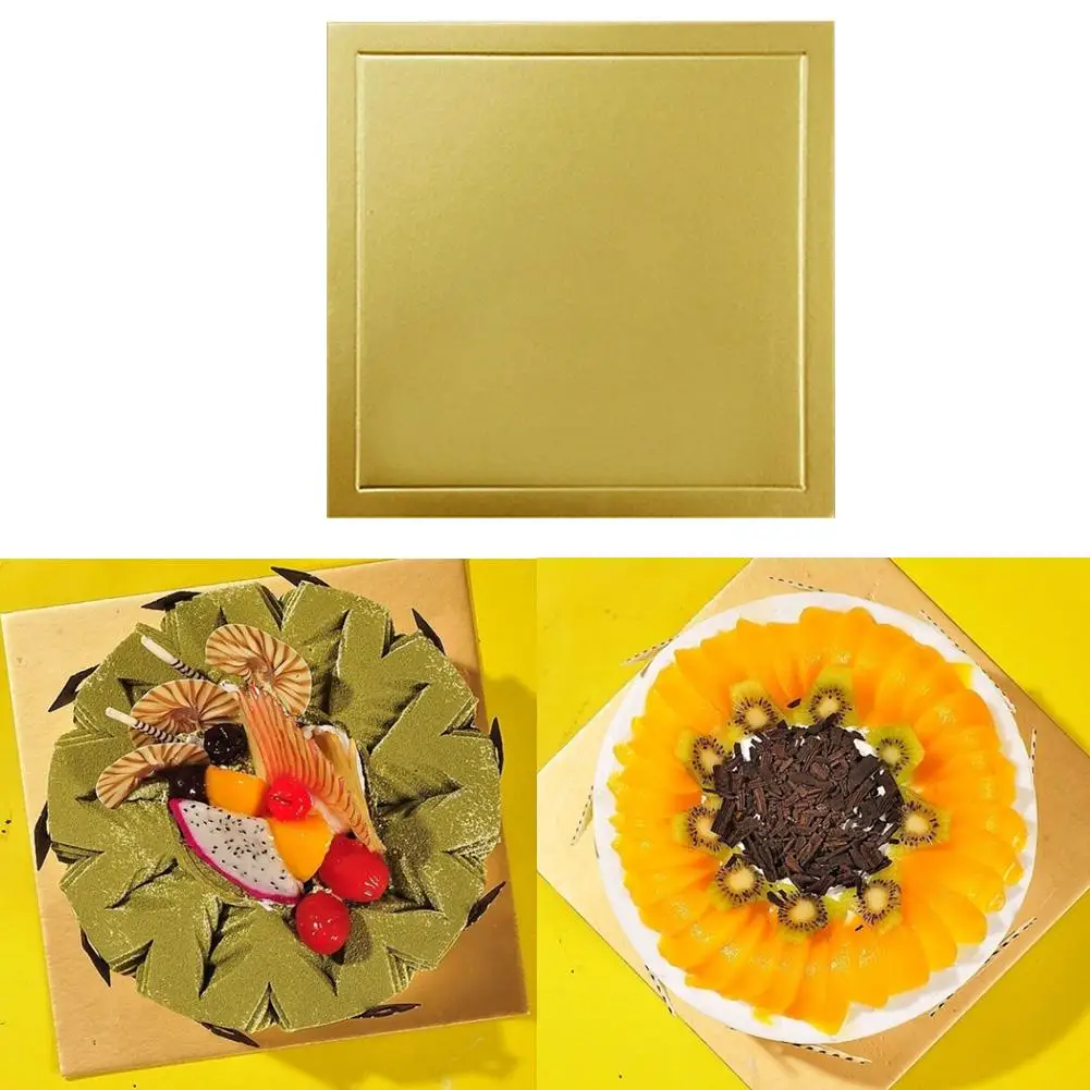 

5PCS Baking Tools Thickened Mousse Boards Birthday Cake Gold Mousse Cake Square Cut-Edge Paper Boards