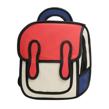 

3D Jump Style 2D Drawing Kids Cartoon Backpack School Comic Bookbag