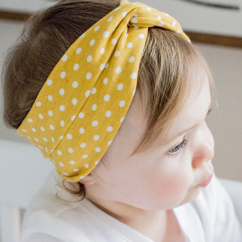 Diadema cruzada con estampado de lunares para bebé, gorros para bebé, Material elástico de algodón de 9 colores, muy cómodo para mantener el calor, primavera y otoño