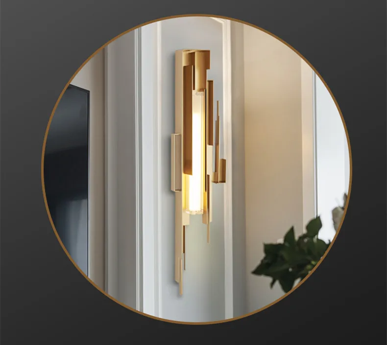 Modern Creative Golden Irregular Bedside Led Wall Light Art Brass Living Room Hotel Bedroom Decoration Wall Sconce Lamp