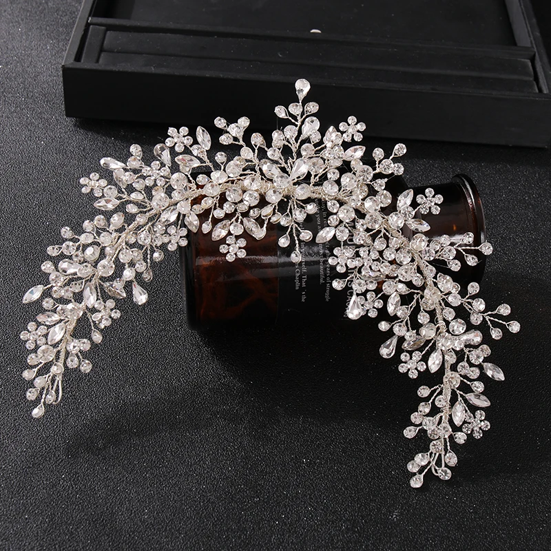 Wedding Hair Vine Bridal Accessories Crystal Pearl Headband Long Chain Headpiece Women's Hair Accessories Decoration