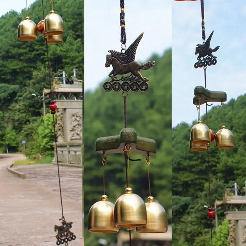 Колокольчиков колокола Медь 3xBells Открытый Двор Сад домашний Декор Орнамент