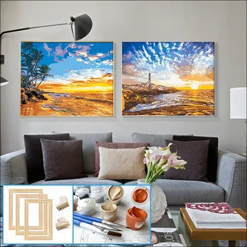 

modern Landscape painting by numbers adwall frame DIY frame molduras para parede Wall decoration Hand painted 40X50cm Decompr