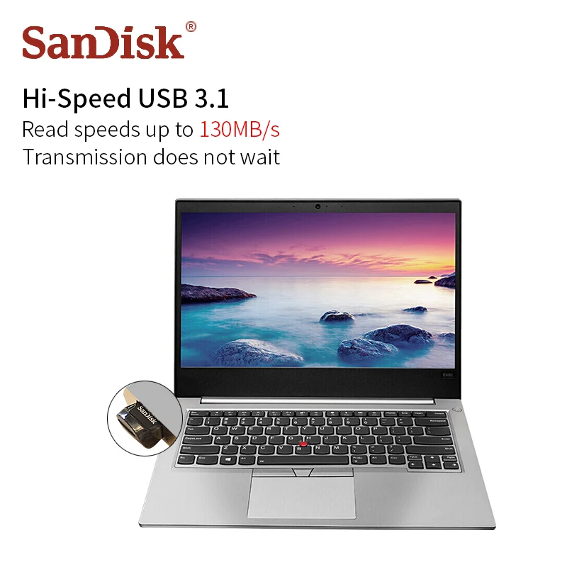 SanDisk Fit USB флэш-накопитель CZ430 64 Гб 16 Гб мини USB 3,1 флэш-накопитель до 130 МБ/с./с Флэшка высокоскоростная карта памяти USB 32 Гб 128 ГБ
